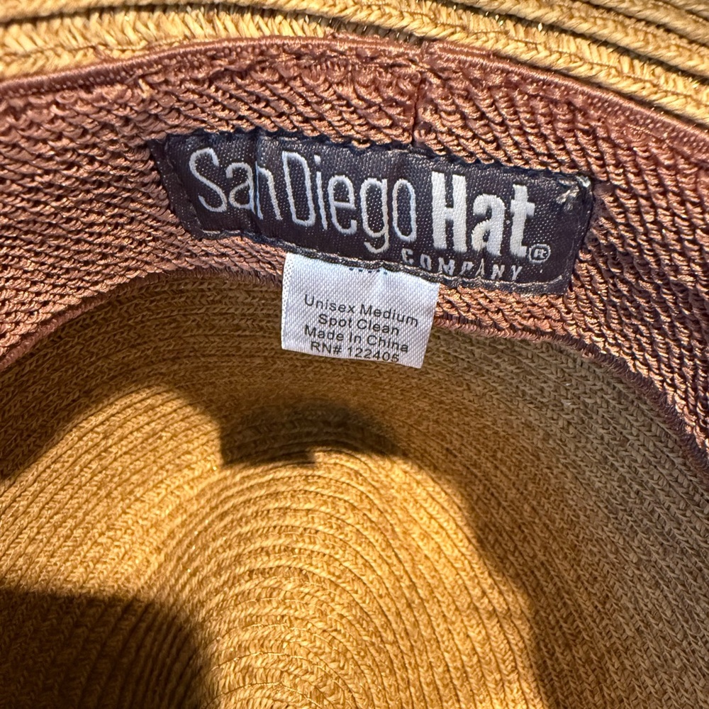 ๐ San Diego Hat Co. Wide Brim Straw Sun Hat with Decorative Band - Tan - Picture 2 of 10